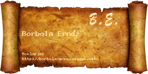 Borbola Ernő névjegykártya