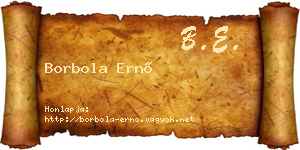 Borbola Ernő névjegykártya